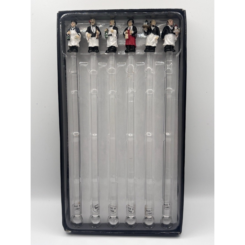 Vintage 1996 Guy Buffet Swizzle Sticks Collection Boston Warehouse Set Of 6 Pc - Picture 4 of 9
